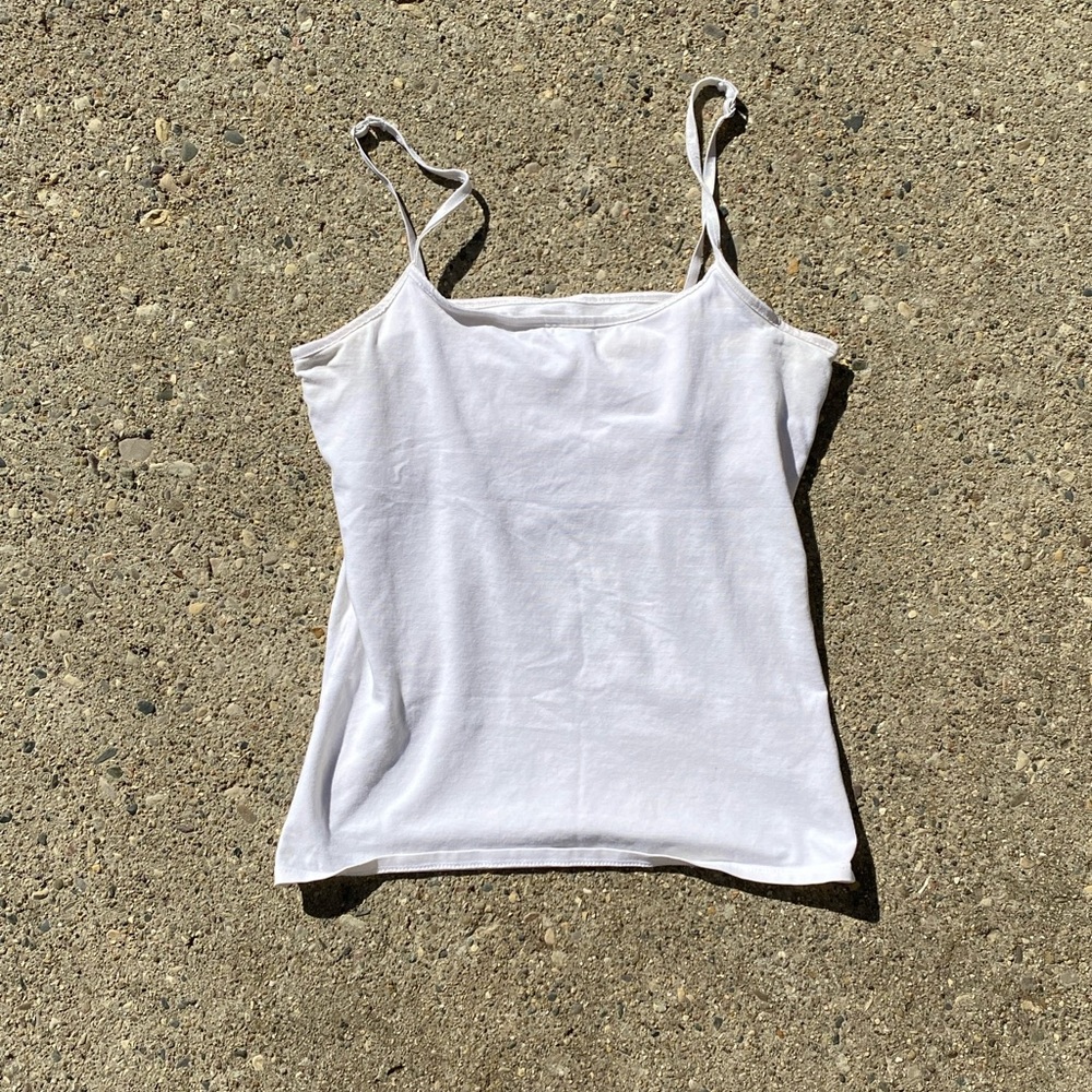So Wear It Declare It womens white tank top spaghetti strap.